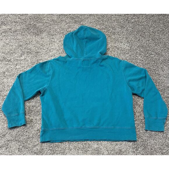 Y2K AEROPOSTALE L Since 87 TEAL Pullover CURSIVE SPELLOUT HOODIE SWEATSHIRT - Picture 7 of 12